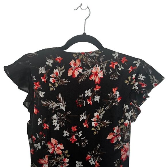 AVEC LES FILLES Floral Satin & Chiffon Midi Wrap Dress - Picture 9 of 14